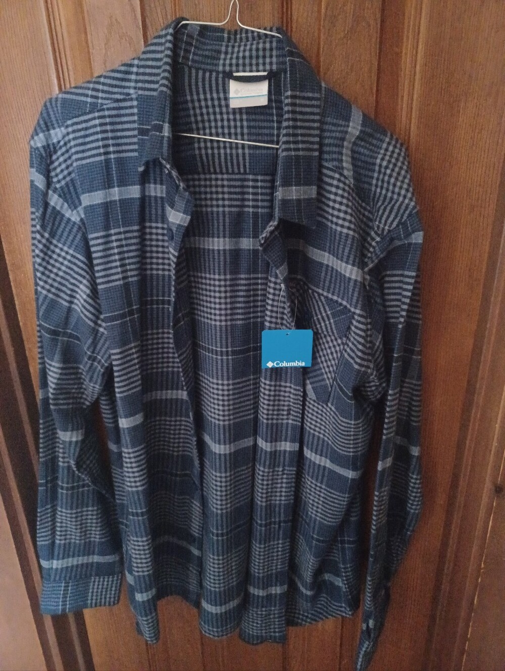 Columbia Men’s Navy and Light Blue Plaid Shirt